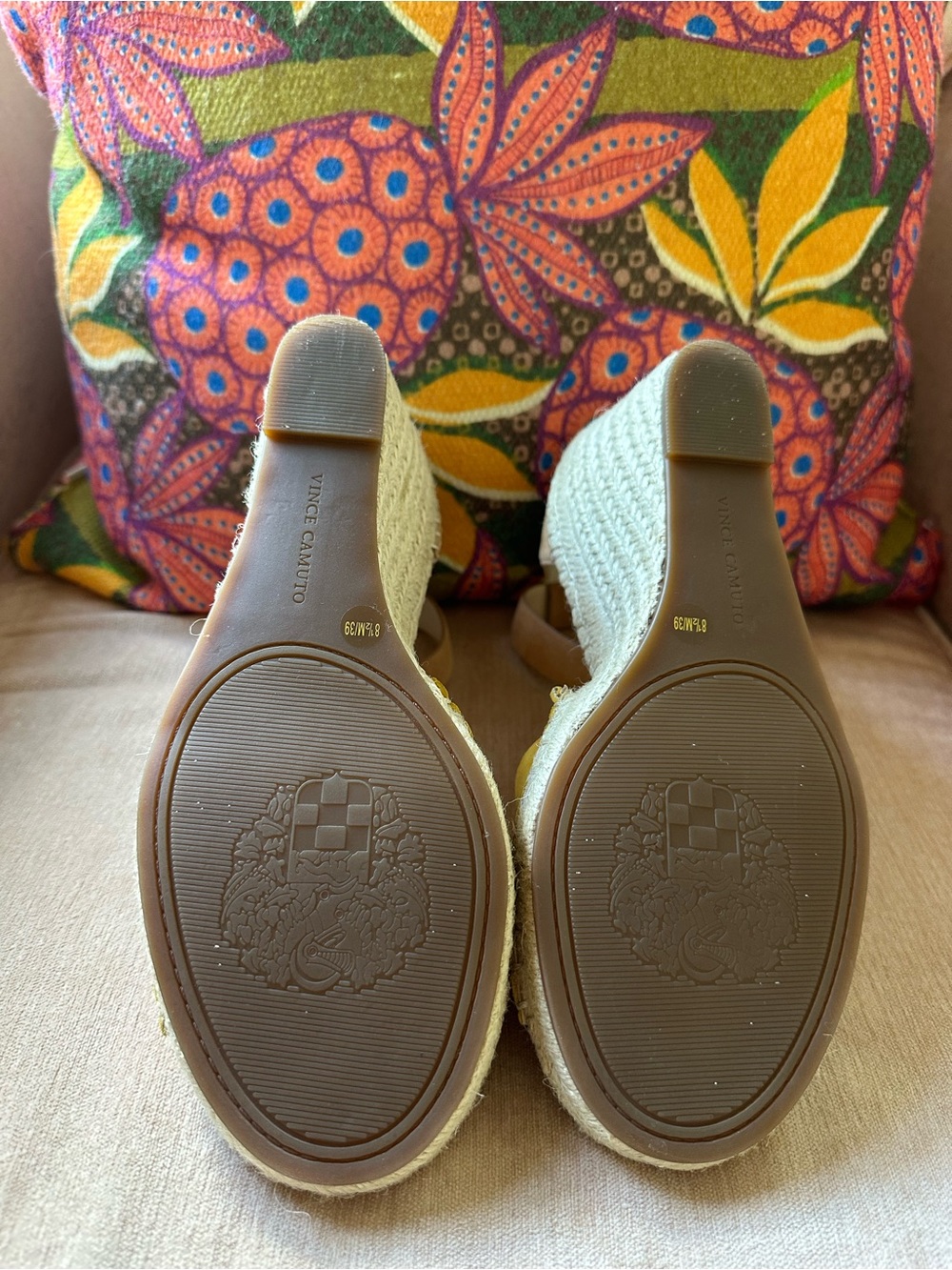 Women’s Yellow Espadrille Wedge Sandals with Ankle Strap - Picture 4 of 5